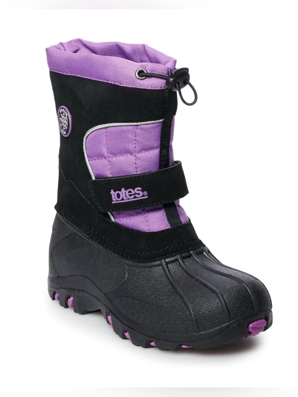 totes Jaclyn Slip On Girls' Winter Boots Color: Black Purple